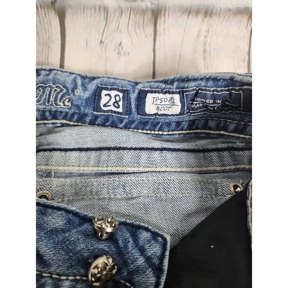 Miss Me Jeans Women’s Sz 28 JP5082 Boot Cut ANGEL Pocket Rhinestone Inseam 32" - Picture 5 of 6